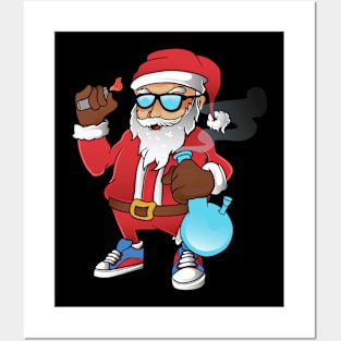 hip hop santa holding bong Posters and Art